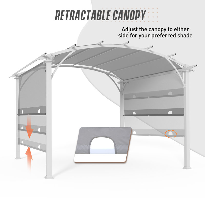11.4 Ft. W X 11.4 Ft. D Outdoor Garden Steel Pergola with PVC-Coated Polyester Canopy, Gray