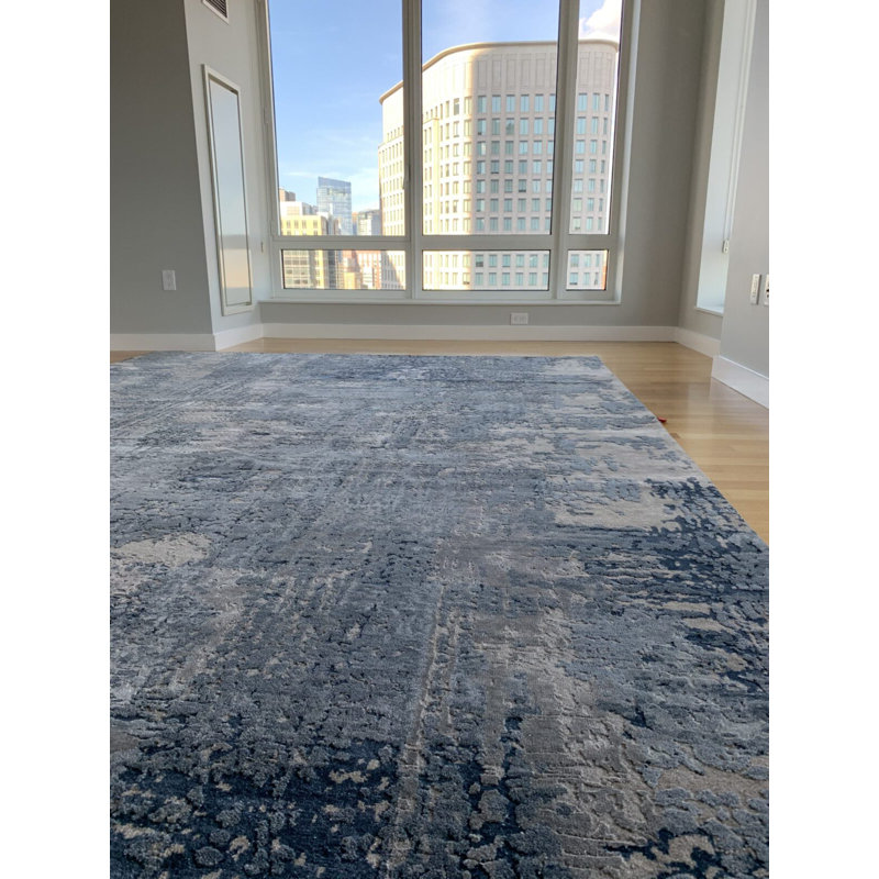 Contemporary One-of-a-Kind Rectangle 9 X 12 Hand Knotted Area Rug