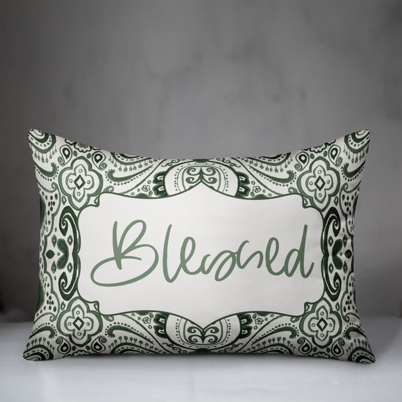 Paisley Outdoor Reversible Throw Pillow, Green