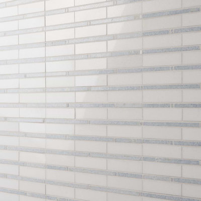 Rattan 1x4 Polished Thassos Marble Mosaic Tile