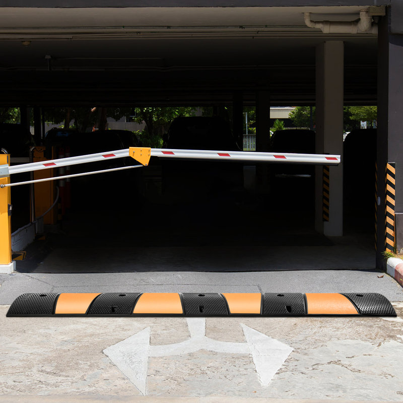 VEVOR Rubber Speed Bump, 1 Pack 2 Channel Speed Bump Hump, 72.8" Long Modular Speed Bump, Rated 22000 LBS Load Capacity