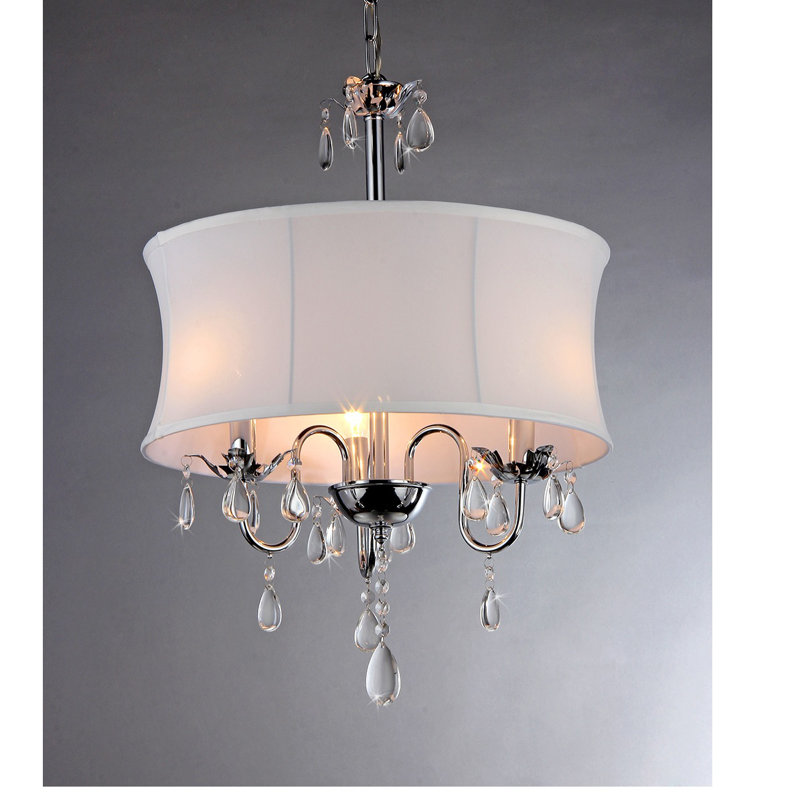 Devaney Crystal Drum Chandelier, 24" H x 18" W x 18" D