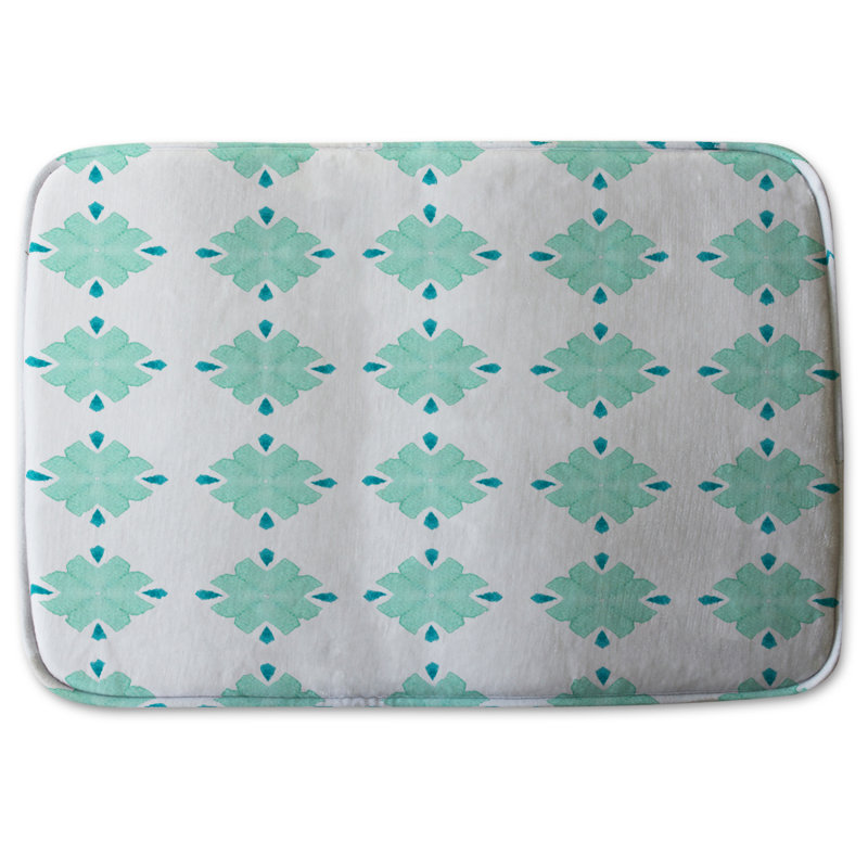 Pelfrey Memory Foam Non-Slip, Geometric 2, Green/Cream, Floral And Ancient Geometry