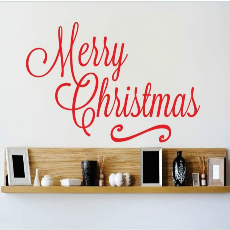 Décalcomanie murale joyeux de noël, Rouge, H 12 po x l 30 po x P 0,16 po