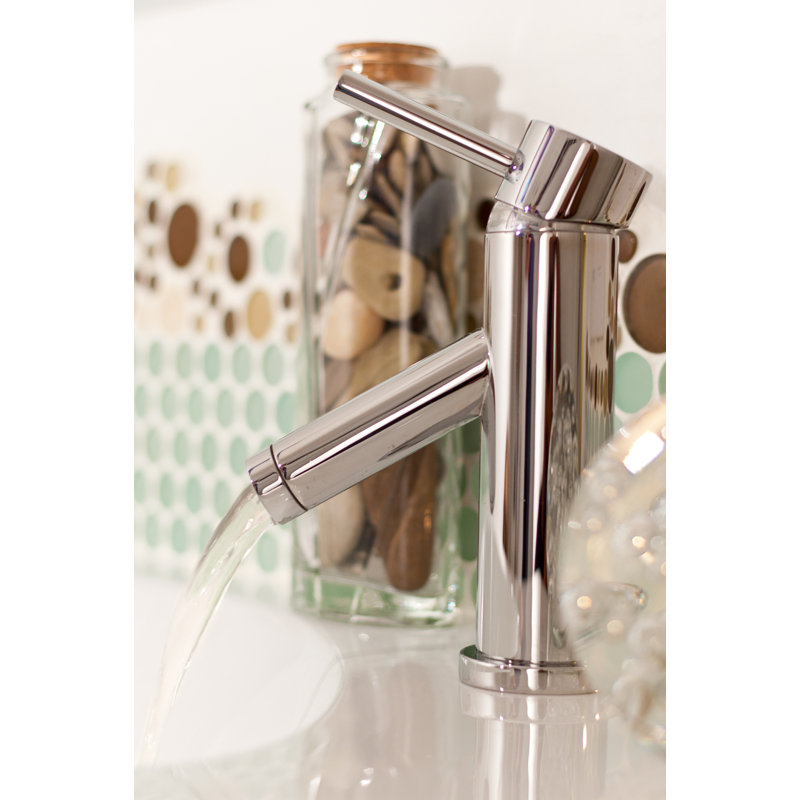 East Linear Single Hole Bathroom Faucet with Drain Assembly, Matte White