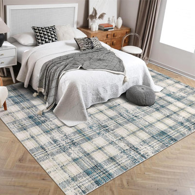 Plaid Machine Printed Area Rug