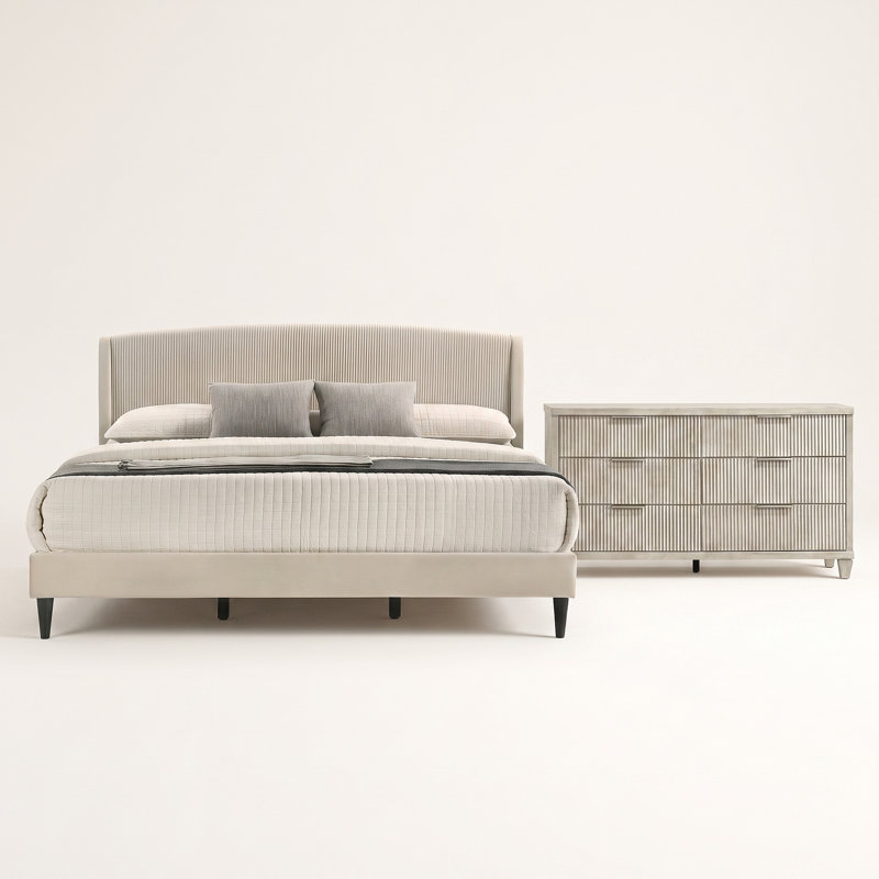 Ensemble de chambre à coucher 2 pièces Jolande, 2 Pcs: Bed, Dresser, King
