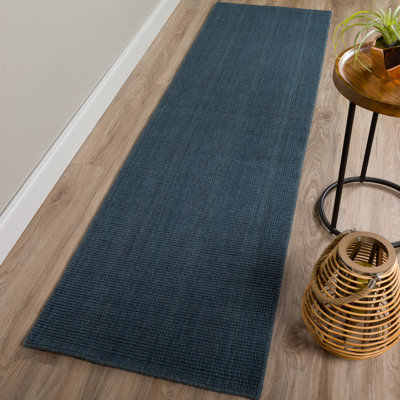 Tapis bleu marine en laine noué à la main Dionne