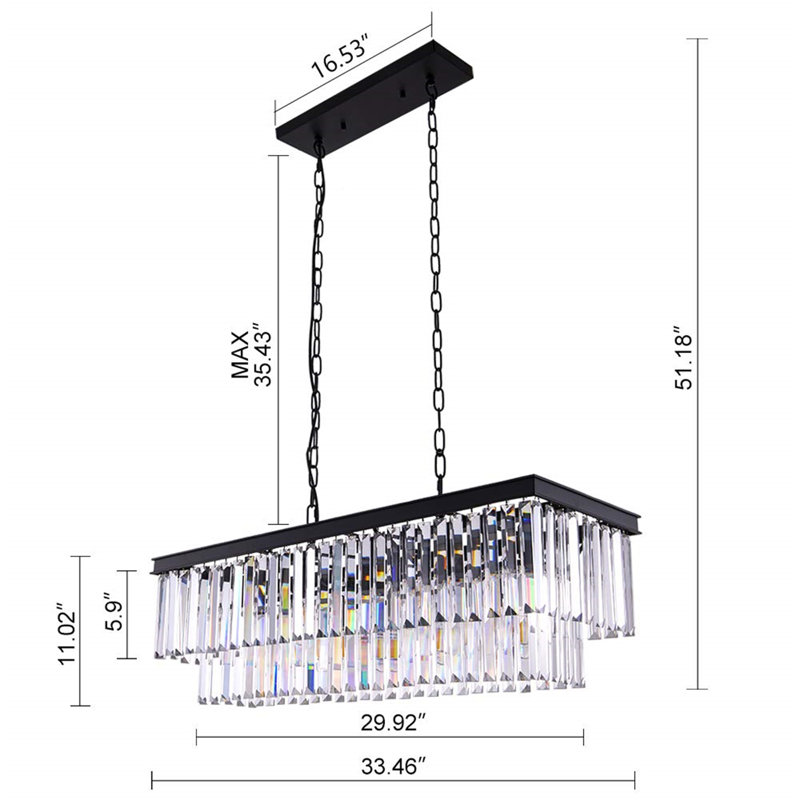 Alexandrew 9 - Light Kitchen Island Pendant, Black