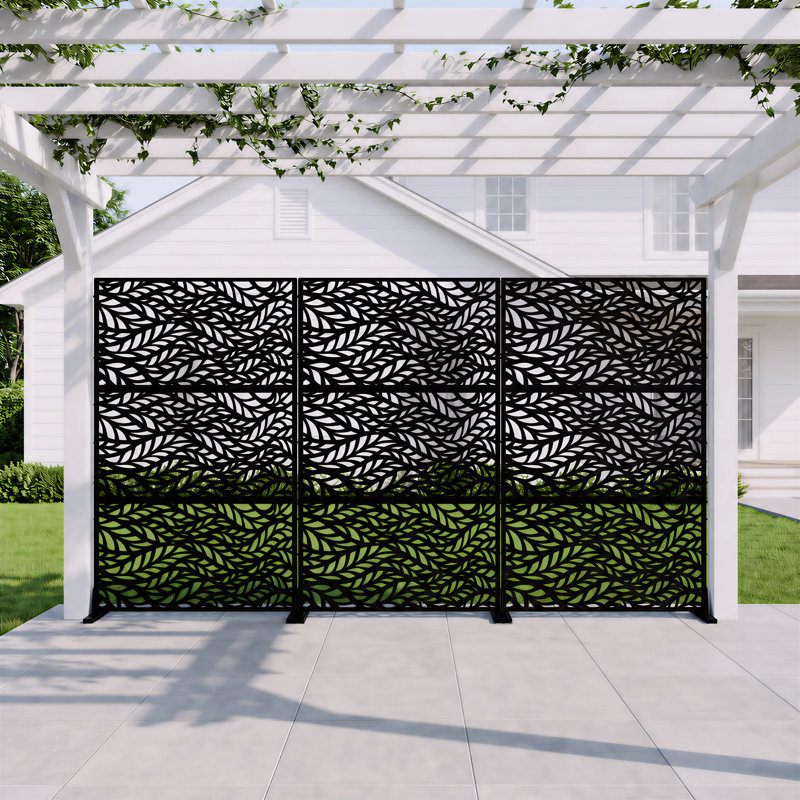 183cm H Freestanding Metal Room Divider Decorative Privacy Screen Garden Lattice Panel Trellis for Patio, Balcony, Backyard, Pool, Indoor Room