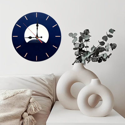 10" Round Wooden Wall Clock, Silent Quartz Movement, UV-Printed Design, Battery Operated