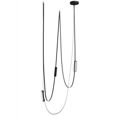  Fremont ​belt 3-light 275"l Pendant In Black/clear Ribbed Glass Bars