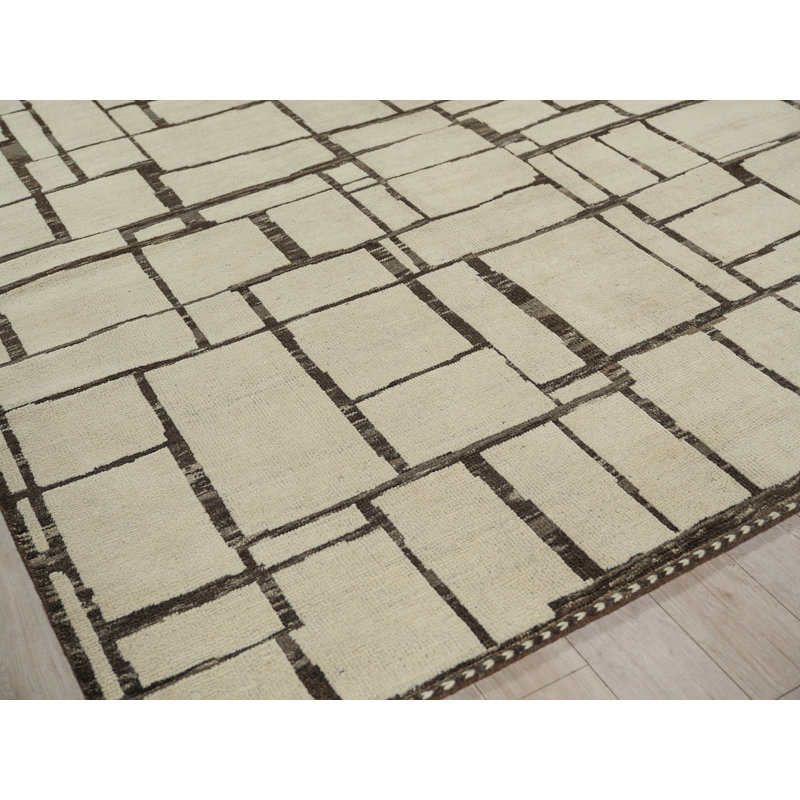 Mojave hand-knotted New Zealand Wool Ivory/Espresso Area Rug, 10'X14'