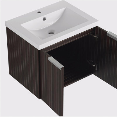 24 Inch Bathroom Cabinet With Resin Sink,Doors,Float Mounting Design, For Small Bathroom
