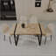 Ensemble de table de salle à manger en MDF et chaise de salle à manger moderne de 4 pièces, ensemble de table de salle à manger en bois de style médiéval-410347010