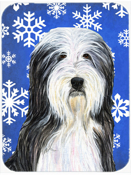 Planche à découper en verre de barbu à aile de vacances collie Ashlynn, Bleu / Blanc