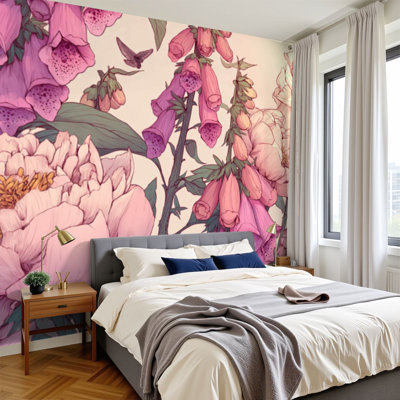 Papier peint auto-adhésif à motif floral Cottagecore 100 x H 144 po