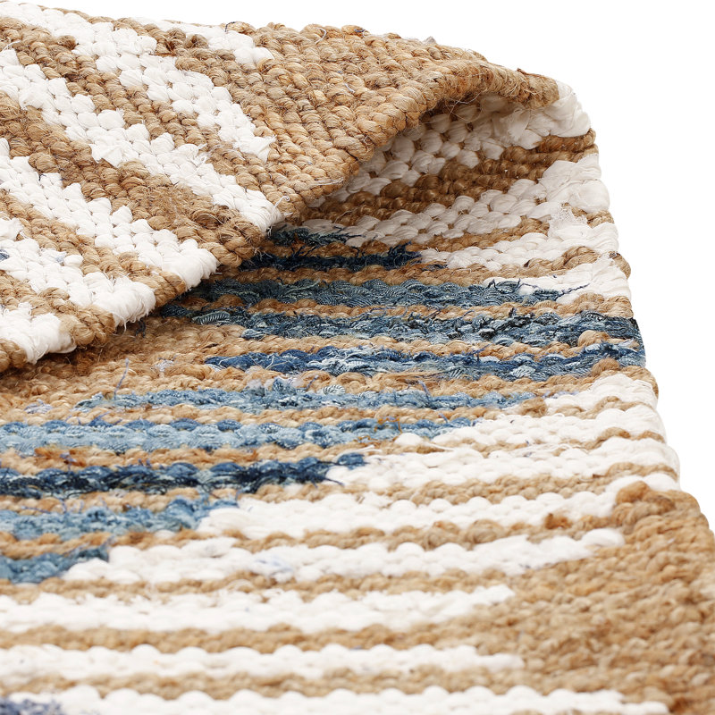 Goshen Geometric Cotton Hand Woven Area Rug, Rectangle 91 x 152cm