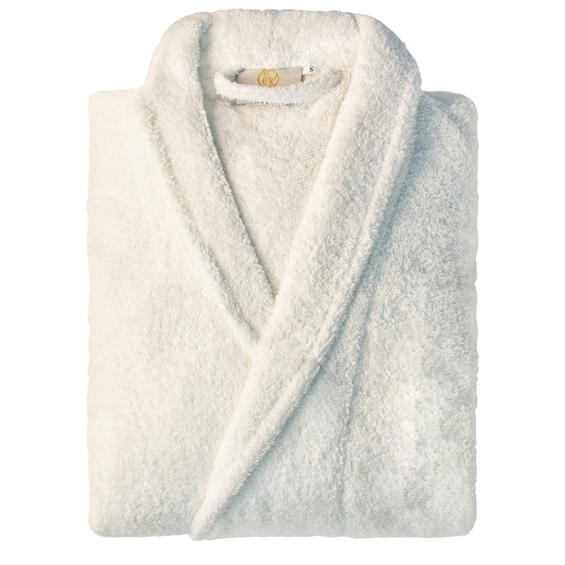 Peignoir mi-mollet en ratine 100 % coton avec poches Finnian, TG, Blanc