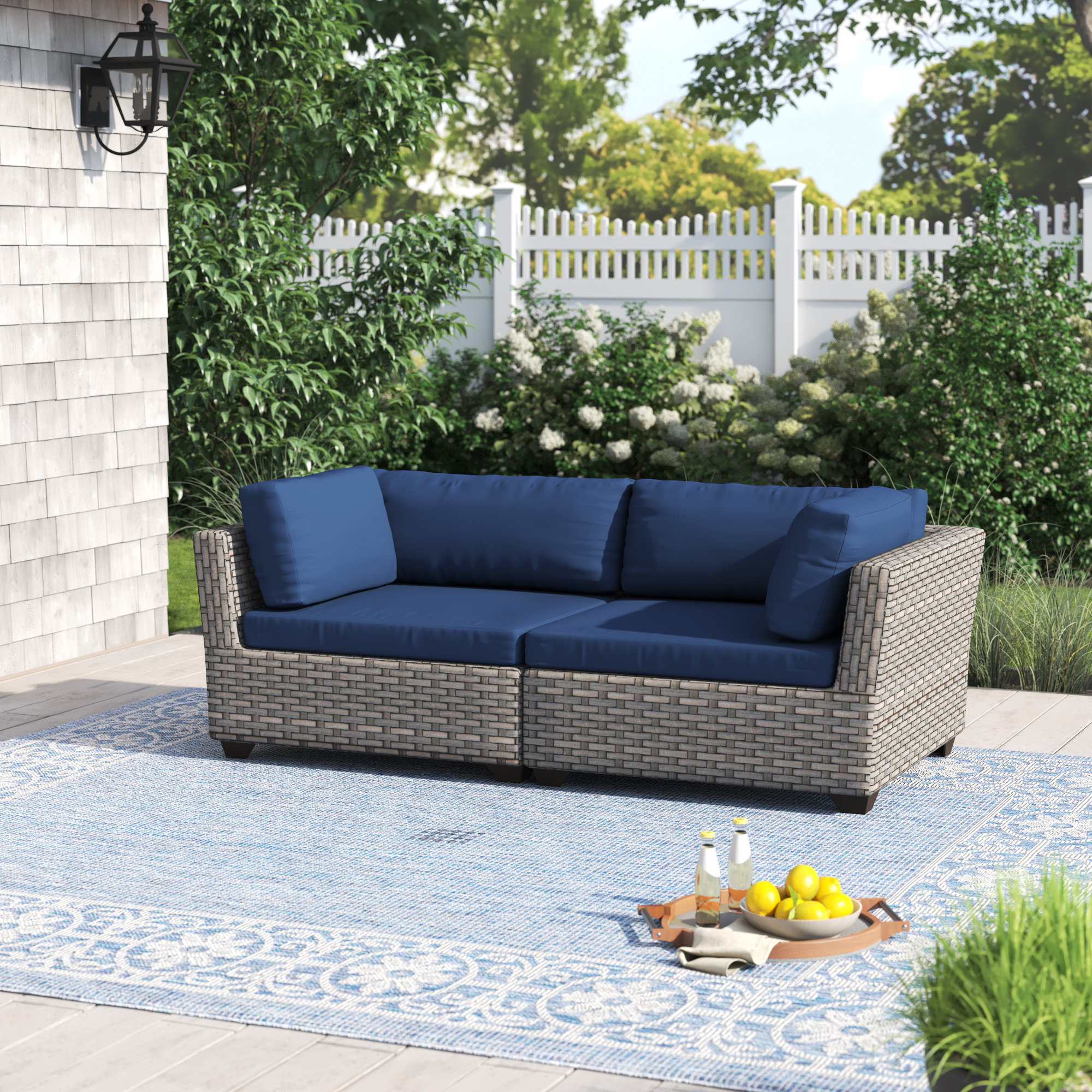 Rochford 64 High Density Polyethylene HDPE Wicker Outdoor Loveseat