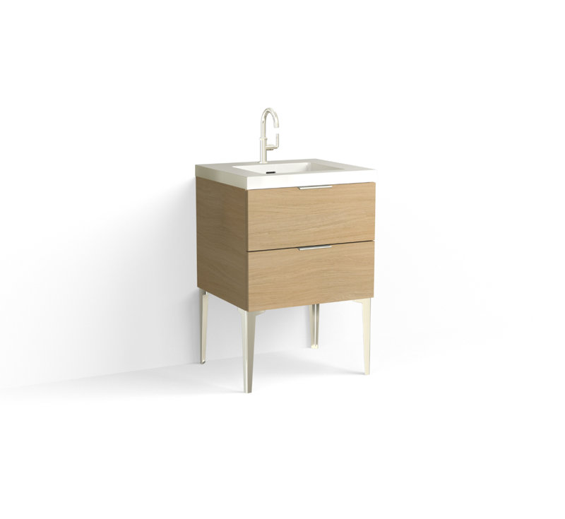 Avila 24" W Freestanding Single Bathroom Vanity with Dean Leg, Polished Nickel, Matte White/Single, Biondo