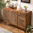 Jahey Modern 3-Door Storage Cabinet With Adjustable Shelves, Slatted Doors-368952915
