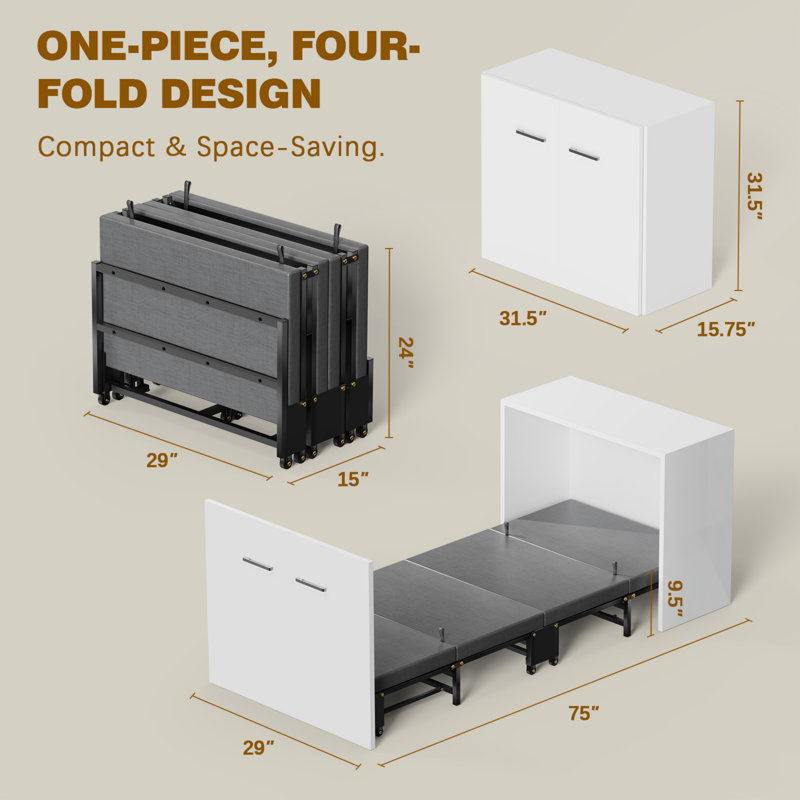 Murphy Bed, Roll Away Beds with Mattresses and Storage