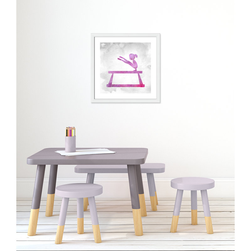 Gymnastique 3, impression sur papier, H 22,5 po x l 22,5 po x P 0,63 po, Cadre blanc