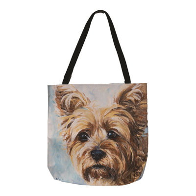  Silky Yorkie Printed Tote Bag 18 x 18 Inch Canvas Reusable Shopping Bag Multi