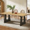 Table de salle à manger en bois pour 6 à 8 personnes en bois, 70,8 po