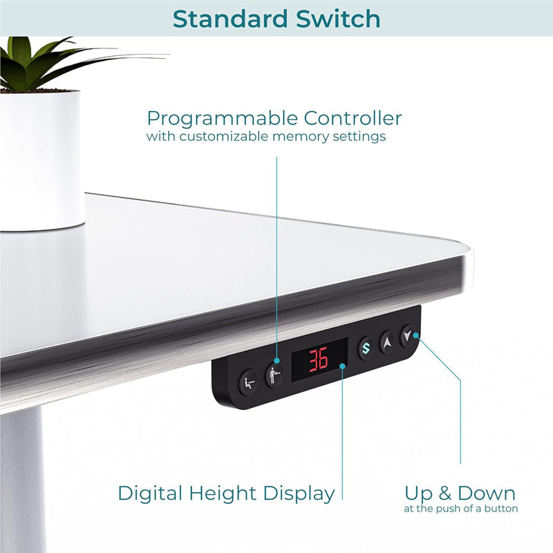 PowerLift Split-Level Electric Height Adjustable Standing Desk with USB and Power Outlets, 48" W x 30" D, Black