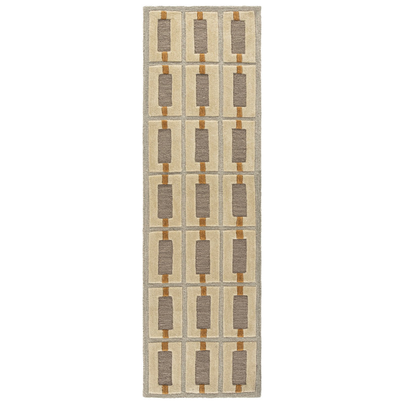 Genre: 751% touffeté à la main 80% laine; Tapis géométrique 20% coton, Runner 2'-3 x 8'