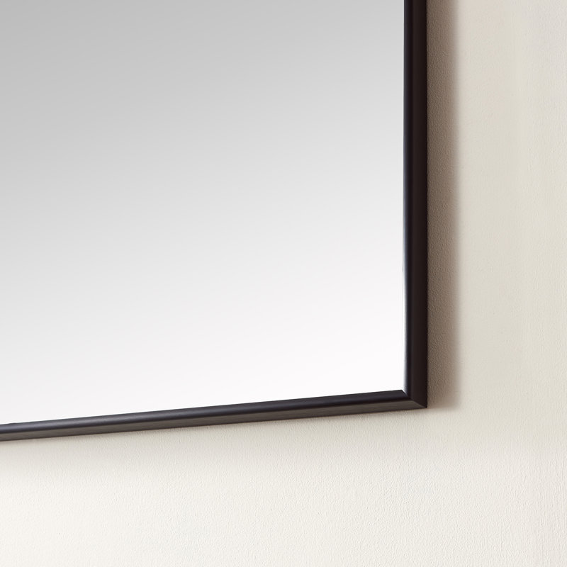 Wallace Metal Flat Wall Mirror, Matte Black, 32" x 60"
