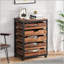 Commode industrielle à 5 tiroirs avec roulettes, rangement en bois rustique pour le bureau et la chambre à coucher