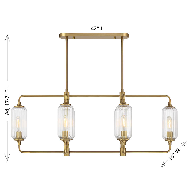 Lustre linéaire à 6 lumières Nunley, Laiton
