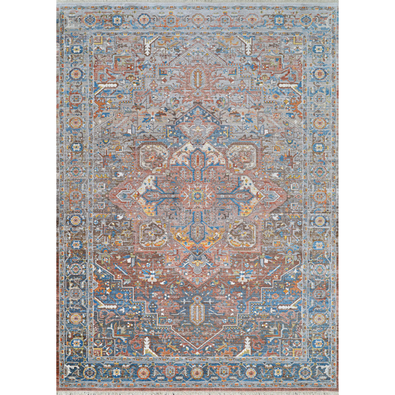 Tapis brun brique / multicolore Temaka Kerman, 8 pi 6 po x 13 pi 6 po