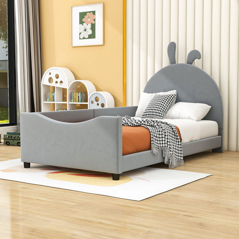 Lit plateforme tapissier Allinah, gris