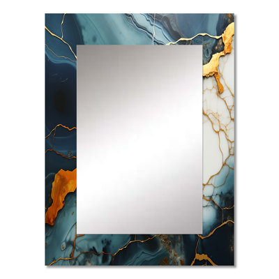 Gold and Green Serene abstract marble dream I - Marble Large Mirror, Modern Decorative Wall Mirror, Printed Metal Art