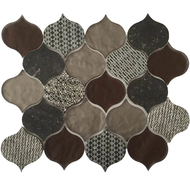 Carrelage mural mosaïque en marbre et verre 12 po x 10 po (0,8 pi2)