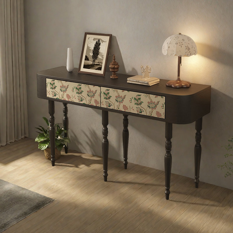 Console en bois à motif artistique, H 31,5 po x l 55,12 po x P 15,75 po