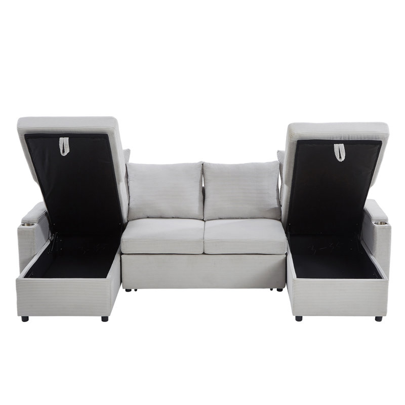 Canapé-lit convertible avec canapé-lit modulaire en U 109,5 po, Gris