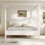 Lit plateforme à baldaquin en bois avec tête de lit et pieds de support-129599272-129599273