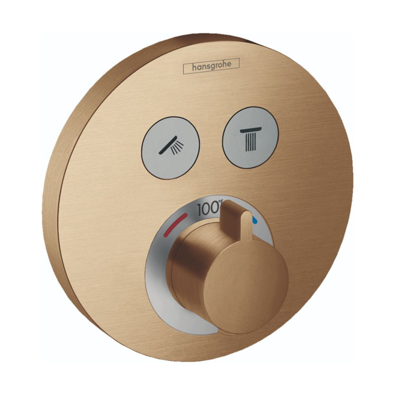 Showerselect S 1-Handle 6-Inch Wide, Temperature Memory, Thermostatic Valve Trim Only, with Diverter, Brushed Bronze