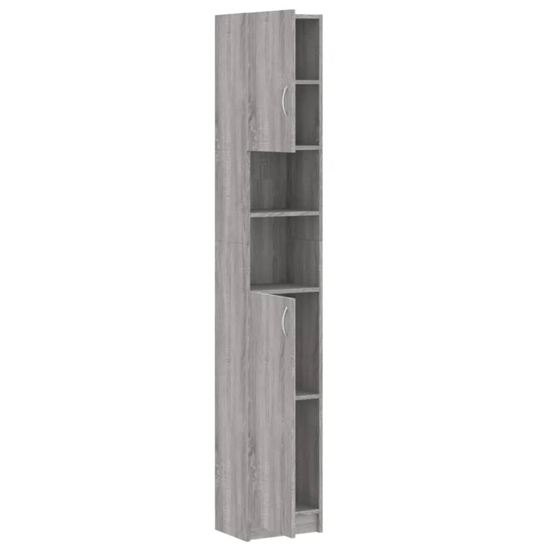 Campbellton vidaXL Bathroom Cabinet 32x25.5x190 cm Engineered Wood, Grey Sonoma