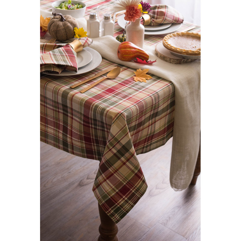 Bridgecliff Paid 100% Cotton Tablecloth, 120" L x 60" W