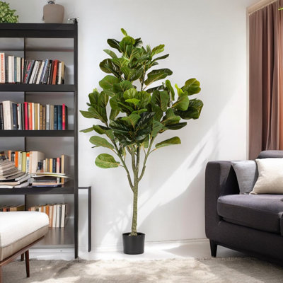 Artificial Fiddle Leaf Fig Tree In Plastic Nursery Pot