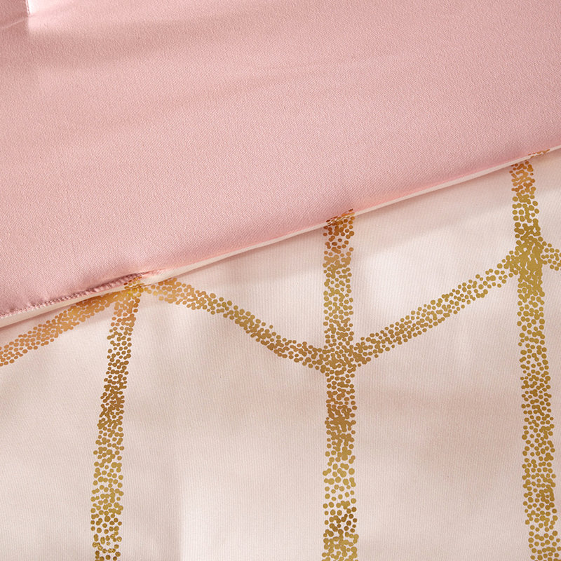 Édredon contemporain contemporain TG, Twin Comforter + 4 Additional Pieces, Blush/Gold