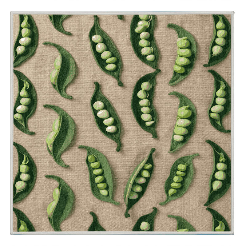 Washable Edamame Vegetables Area Rug, Square 6'
