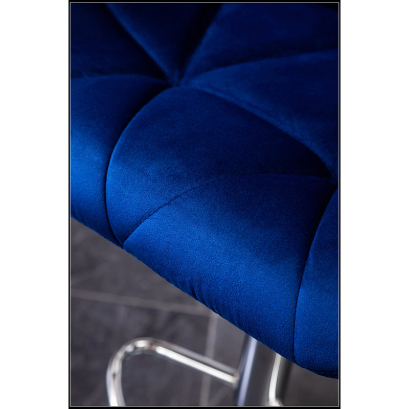 Ensemble de 2 tabourets de bar Breni Velvet Diamond, Bleu