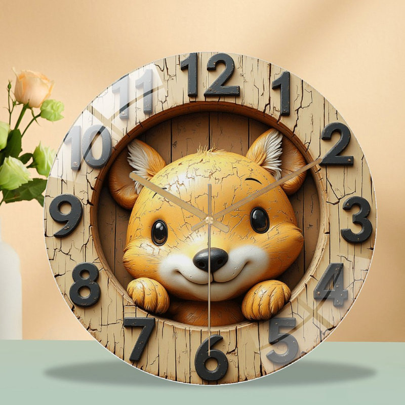 Horloge murale décorative mignonne Fox